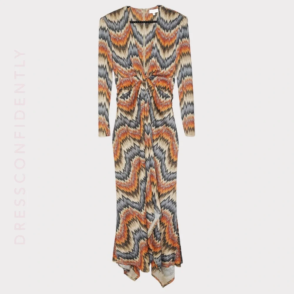 RONNY KOBO Stormy Knit Maxi Dress - Orange & Brown - Picture 8 of 12